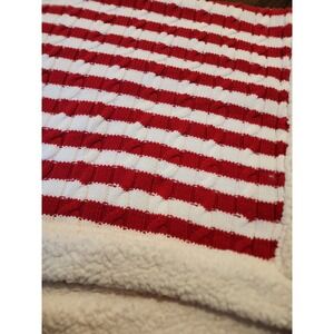 Target Limited Edition Red White Stripe Baby Blanket Cable Sweater Knit Sherpa